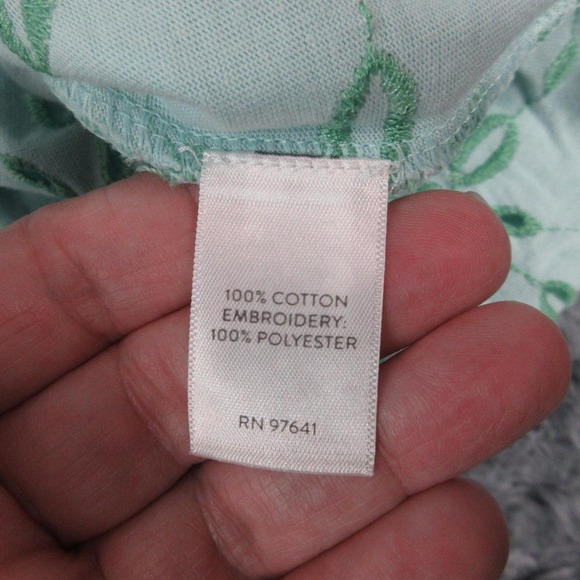 J.Jill Shirt Womens XS Petite Green Embroidered Floral Eyelet Cotton Top NWT - Picture 11 of 15